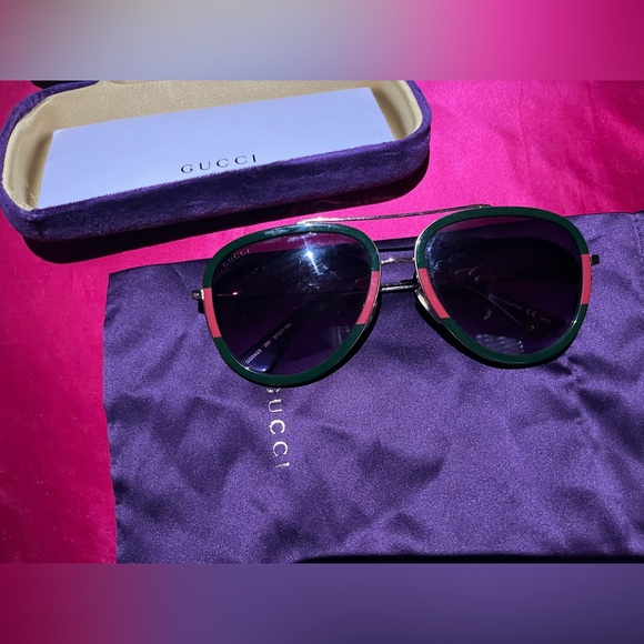 GUCCI Gold/Green/Red Aviators main image 6